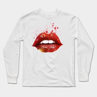 Splash Kiss Red Lips Long Sleeve T-Shirt